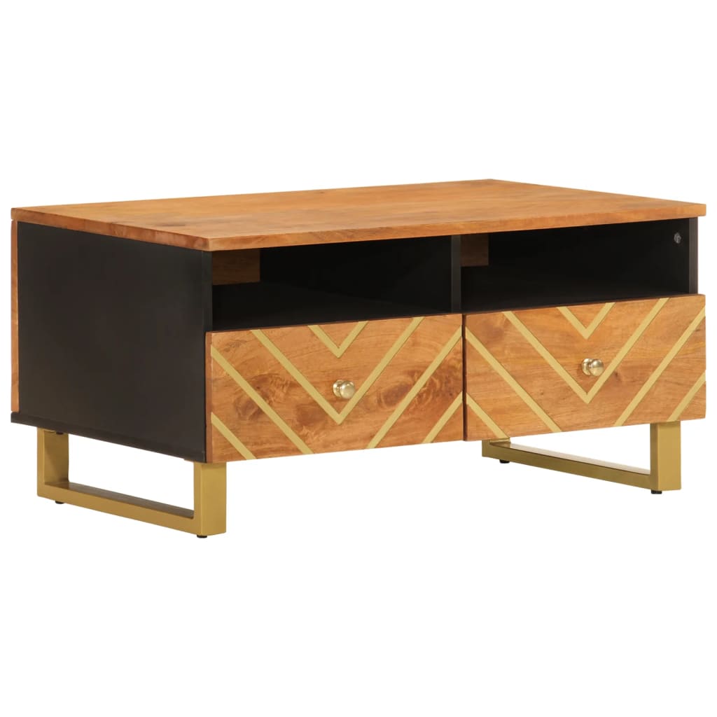 vidaXL Coffee Table Brown and Black 80x54x40 cm Solid Wood Mango 2