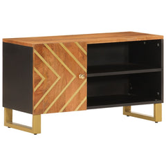 vidaXL TV Cabinet Brown and Black 80x31.5x46 cm Solid Wood Mango 2
