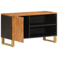 vidaXL TV Cabinet Brown and Black 80x31.5x46 cm Solid Wood Mango 3