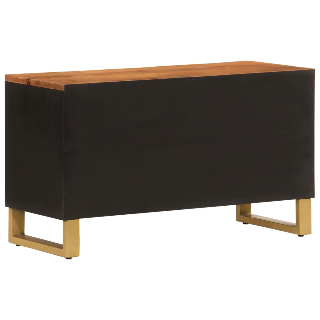 vidaXL TV Cabinet Brown and Black 80x31.5x46 cm Solid Wood Mango 6