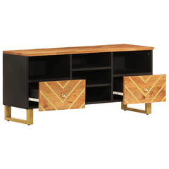 vidaXL TV Cabinet Brown and Black 100x33.5x46 cm Solid Wood Mango 3