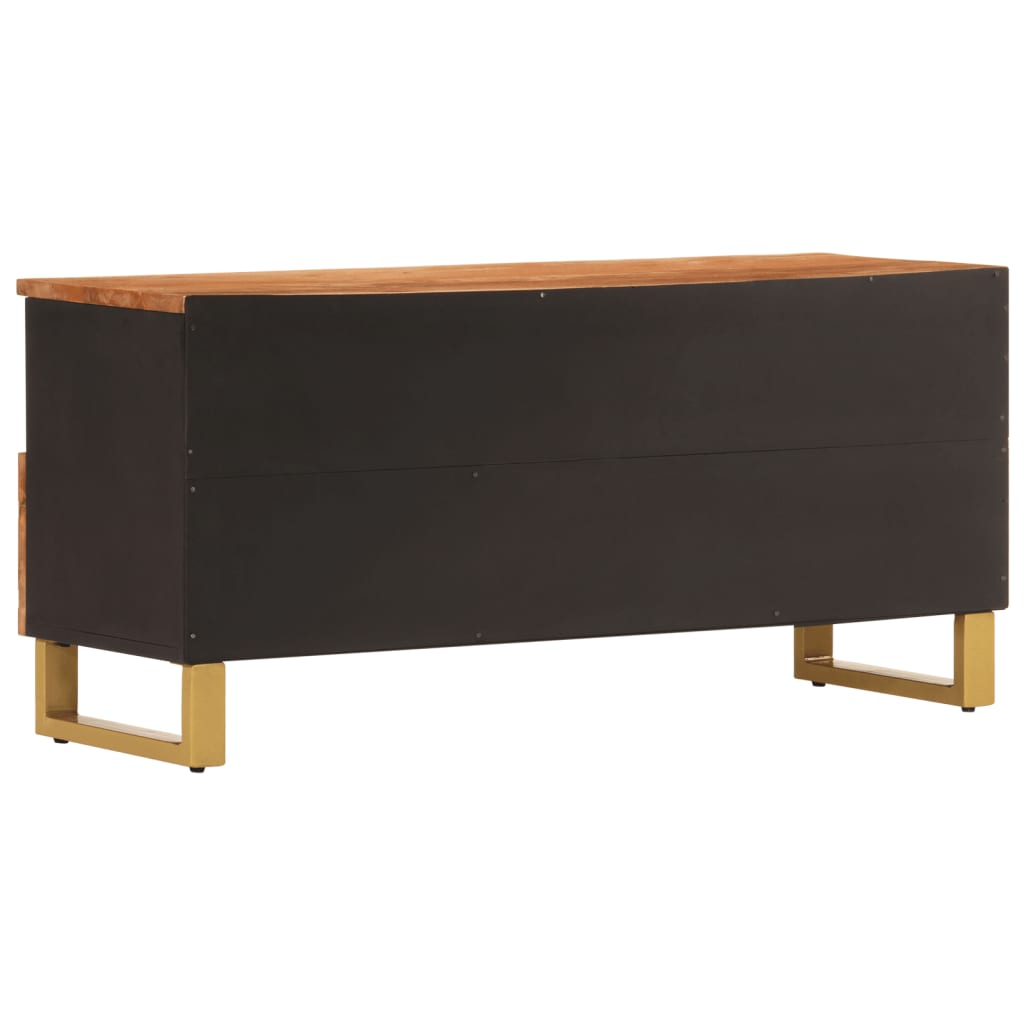 vidaXL TV Cabinet Brown and Black 100x33.5x46 cm Solid Wood Mango 6
