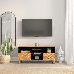 vidaXL TV Cabinet Brown and Black 100x33.5x46 cm Solid Wood Mango 1