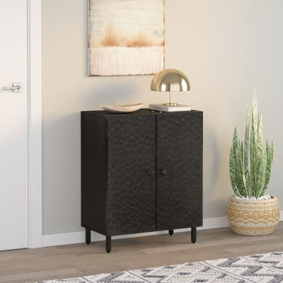 Side Cabinet Black 60x33x75 cm Solid Wood Mango