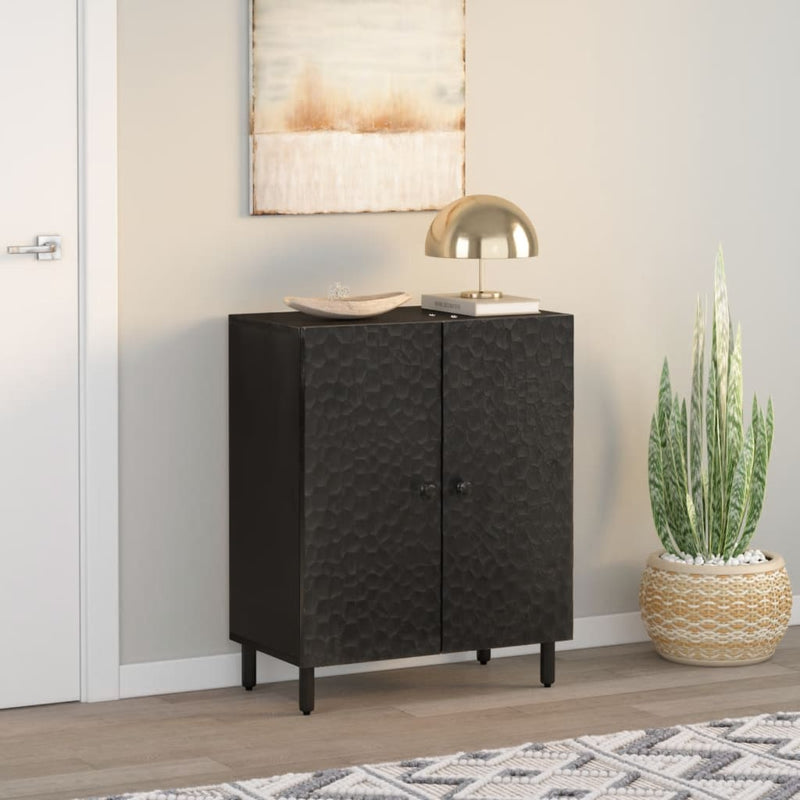 Side Cabinet Black 60x33x75 cm Solid Wood Mango