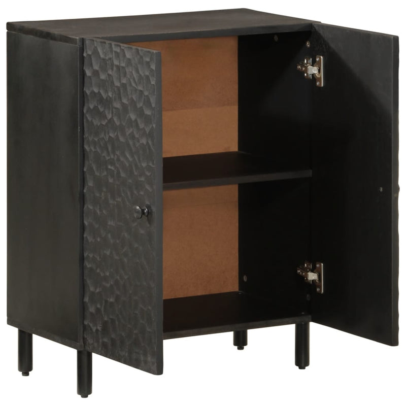 Side Cabinet Black 60x33x75 cm Solid Wood Mango