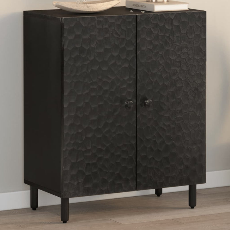 Side Cabinet Black 60x33x75 cm Solid Wood Mango