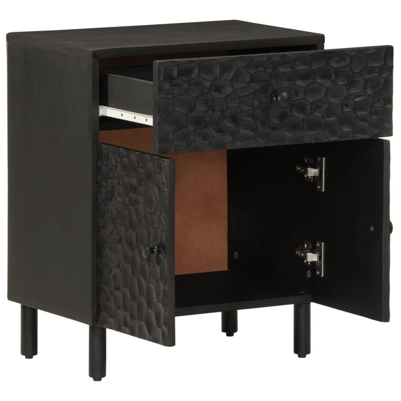 Bedside Cabinet Black 50x33x60 cm Solid Wood Mango