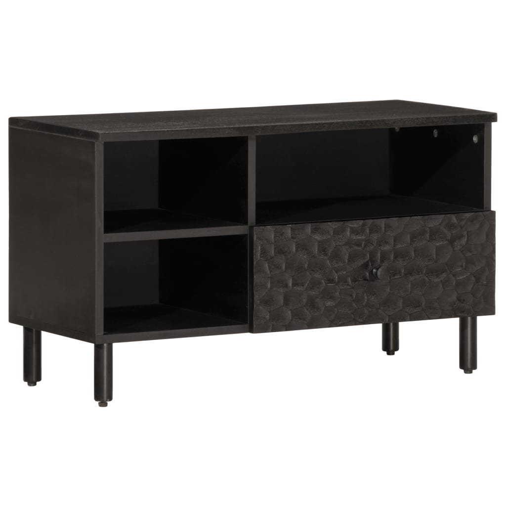 vidaXL TV Cabinet Black 80x33x46 cm Solid Wood Mango 1