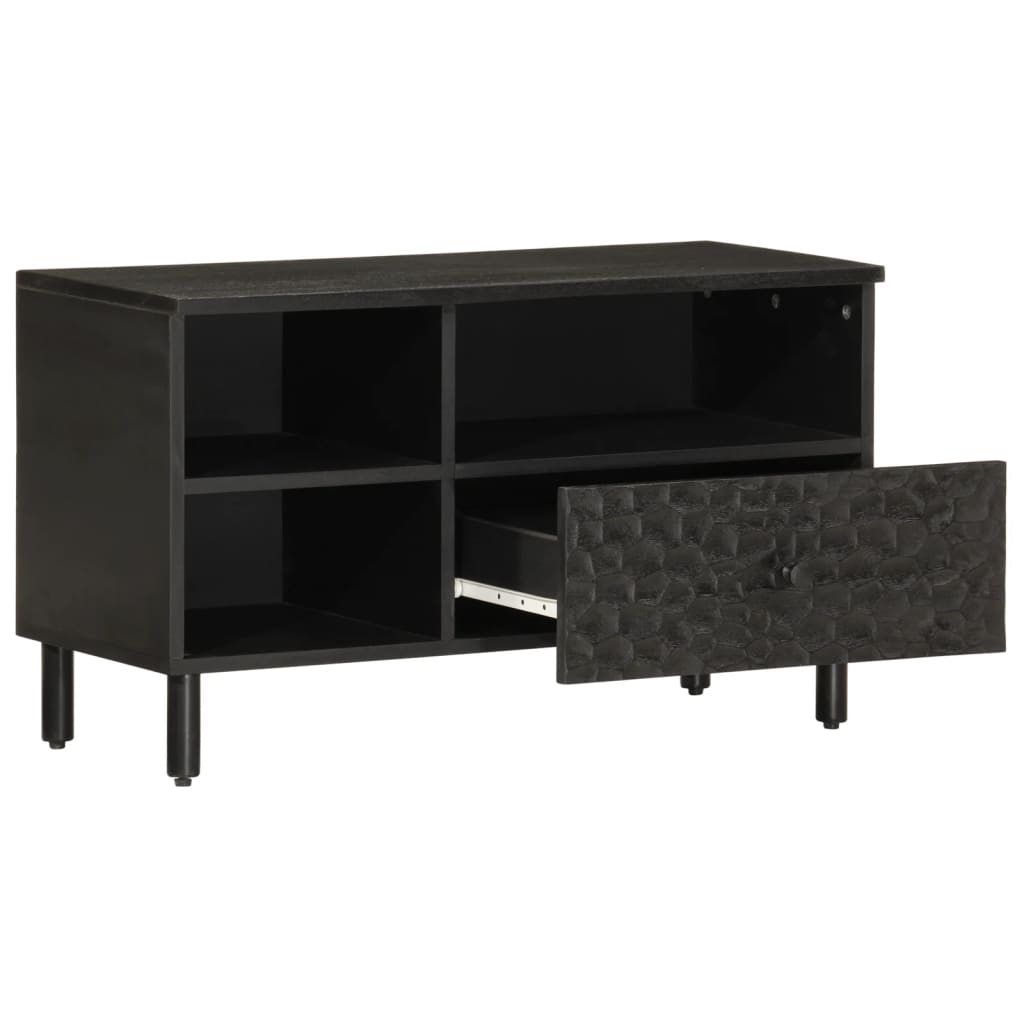 vidaXL TV Cabinet Black 80x33x46 cm Solid Wood Mango 3