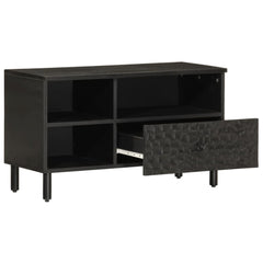 vidaXL TV Cabinet Black 80x33x46 cm Solid Wood Mango 3