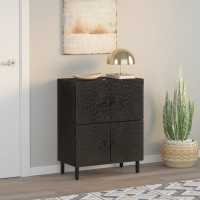 Side Cabinet Black 60x33x75 cm Solid Wood Mango