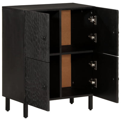 Side Cabinet Black 60x33x75 cm Solid Wood Mango