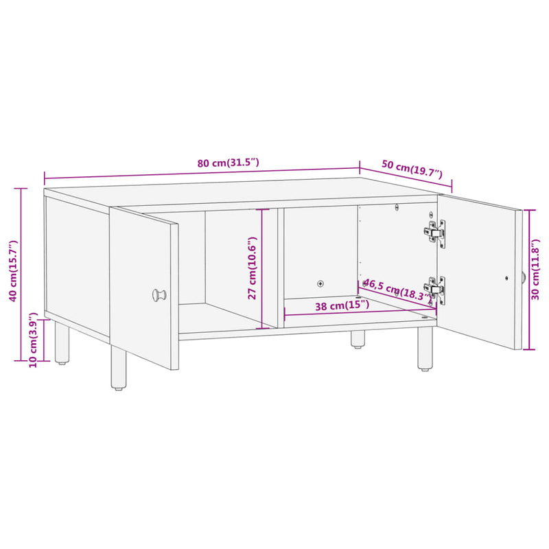 Coffee Table 80x50x40 cm Solid Wood Mango