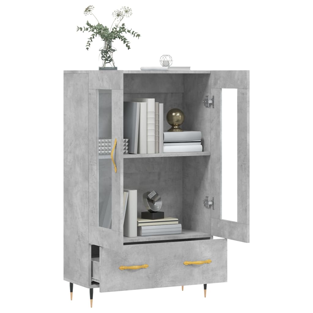 vidaXL Highboard Concrete Grey 69.5x31x115 cm Engineered Wood 4