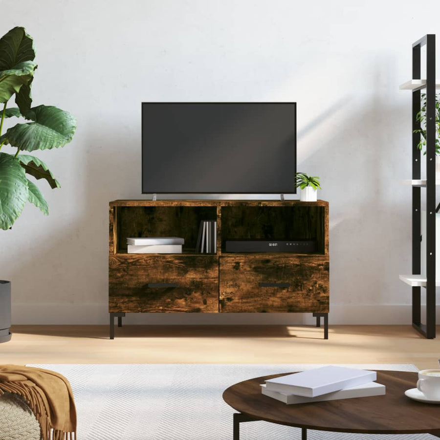 vidaXL TV Cabinet Smoked Oak 80x36x50 cm Engineered Wood 1