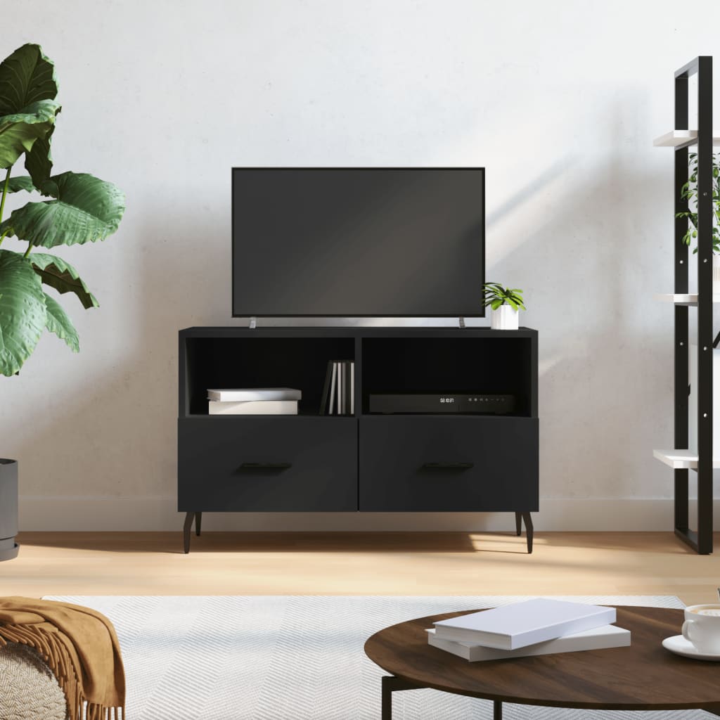 TV Cabinet 80x36x50 cm Engineered Wood Black