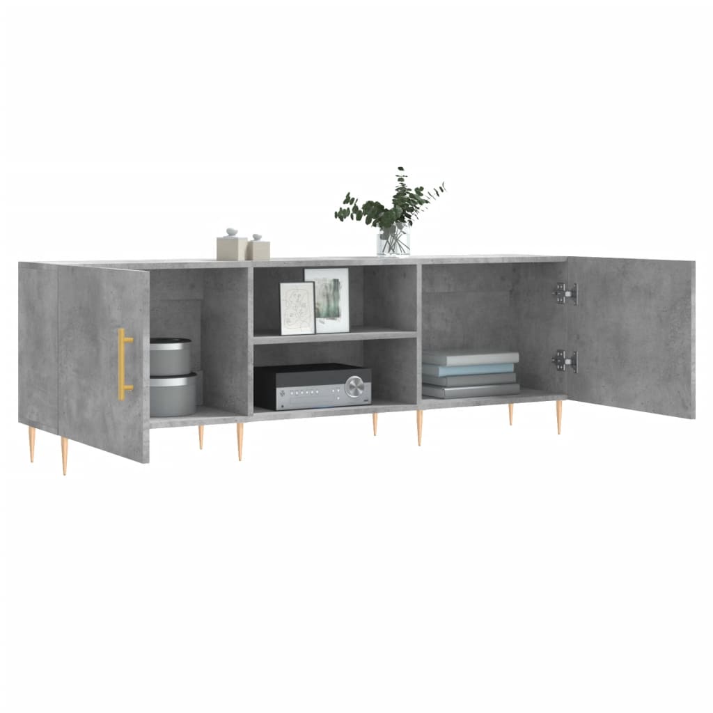 vidaXL TV Cabinet Concrete Grey 150x30x50 cm Engineered Wood 4