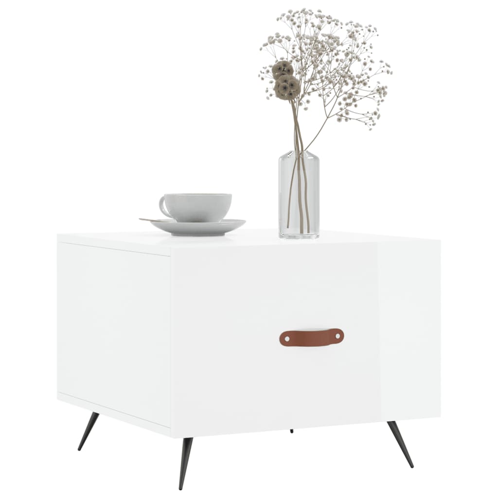 vidaXL Coffee Table High Gloss White 50x50x40 cm Engineered Wood 3