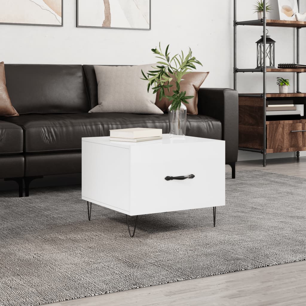 vidaXL Coffee Table High Gloss White 50x50x40 cm Engineered Wood 1