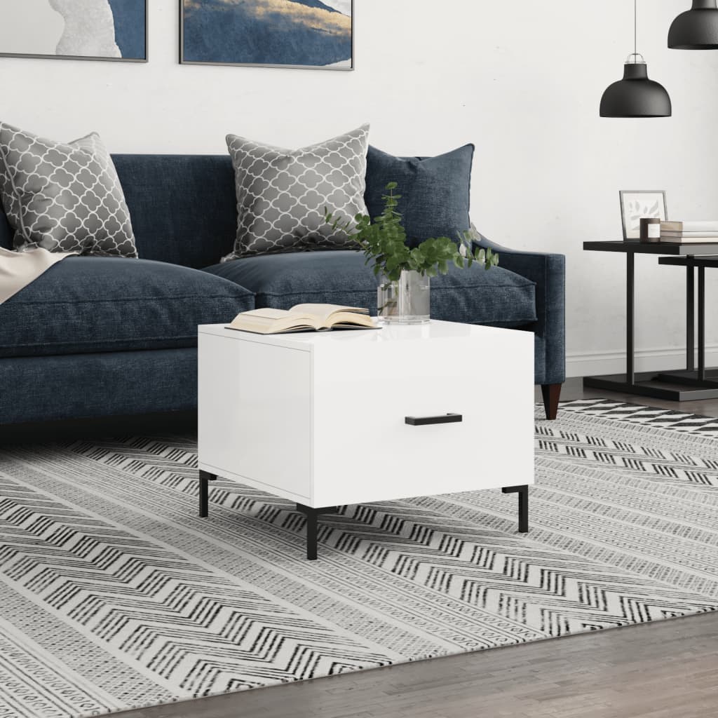 vidaXL Coffee Table High Gloss White 50x50x40 cm Engineered Wood 1