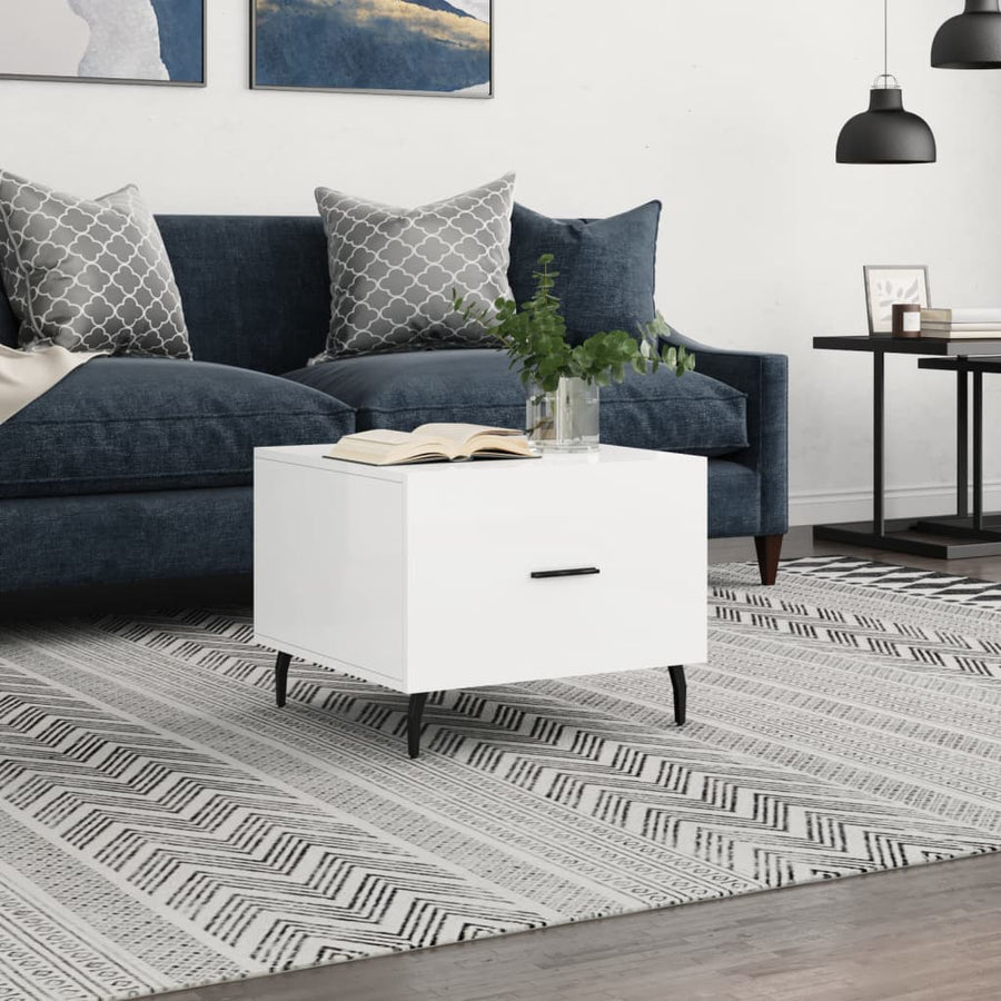 vidaXL Coffee Table High Gloss White 50x50x40 cm Engineered Wood 1