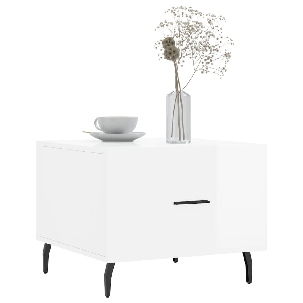 vidaXL Coffee Tables 2pcs High Gloss White 50x50x40 cm Engineered Wood 3