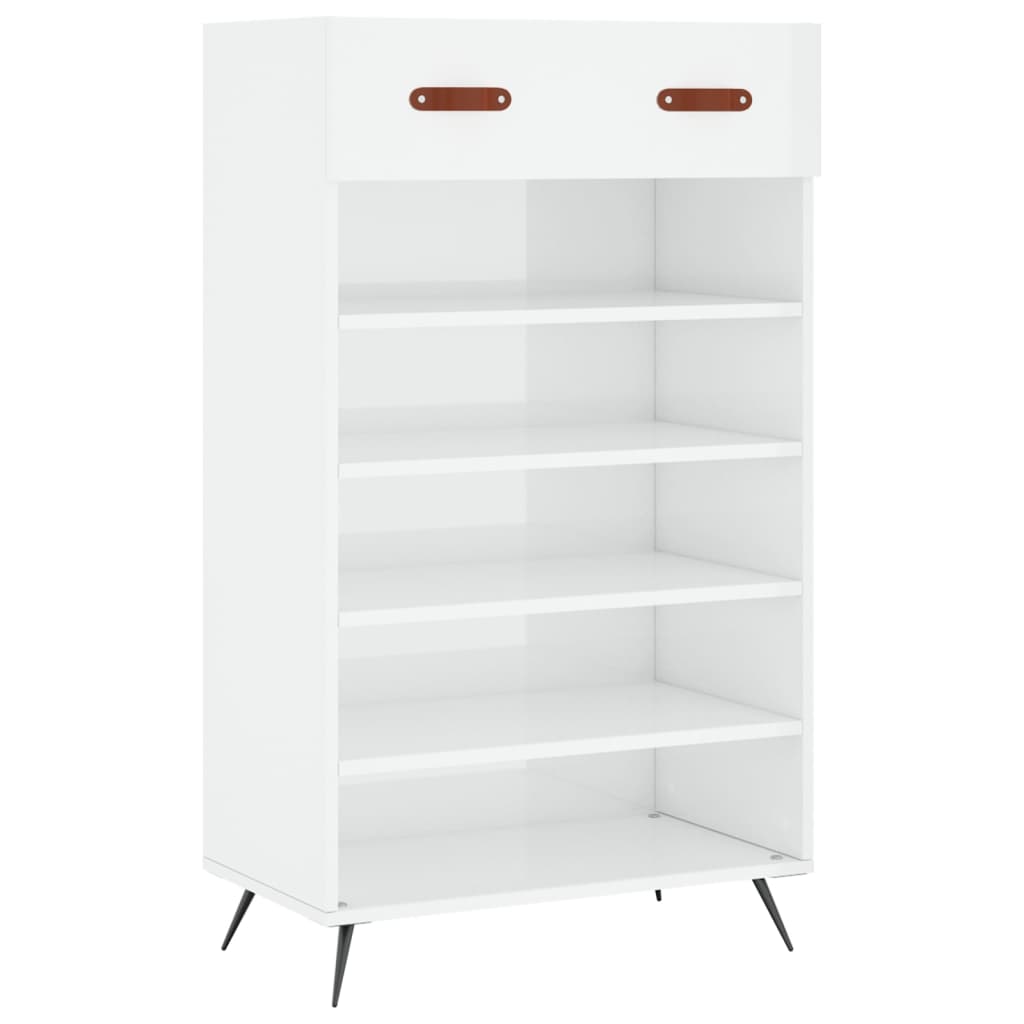vidaXL Shoe Cabinet High Gloss White 60x35x105 cm Engineered Wood 2
