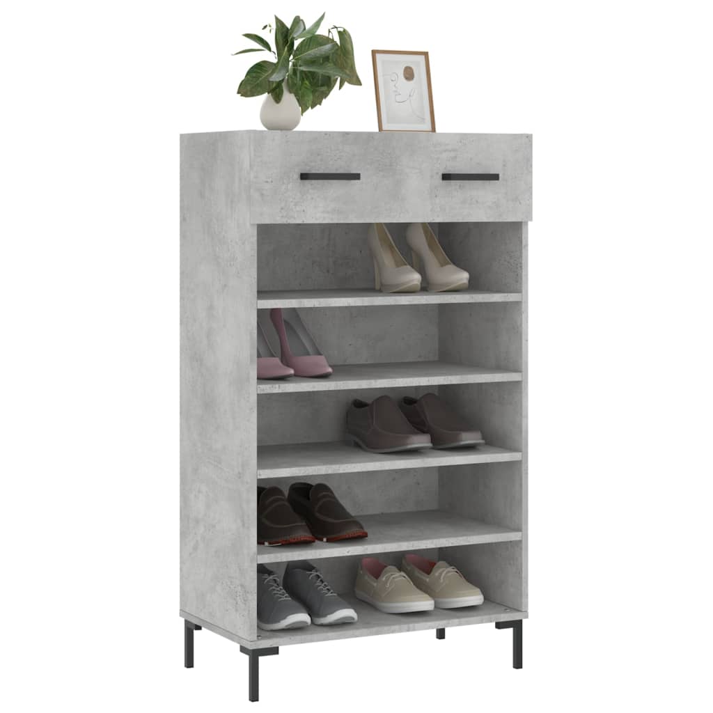 vidaXL Shoe Cabinet Concrete Grey 60x35x105 cm Engineered Wood 3