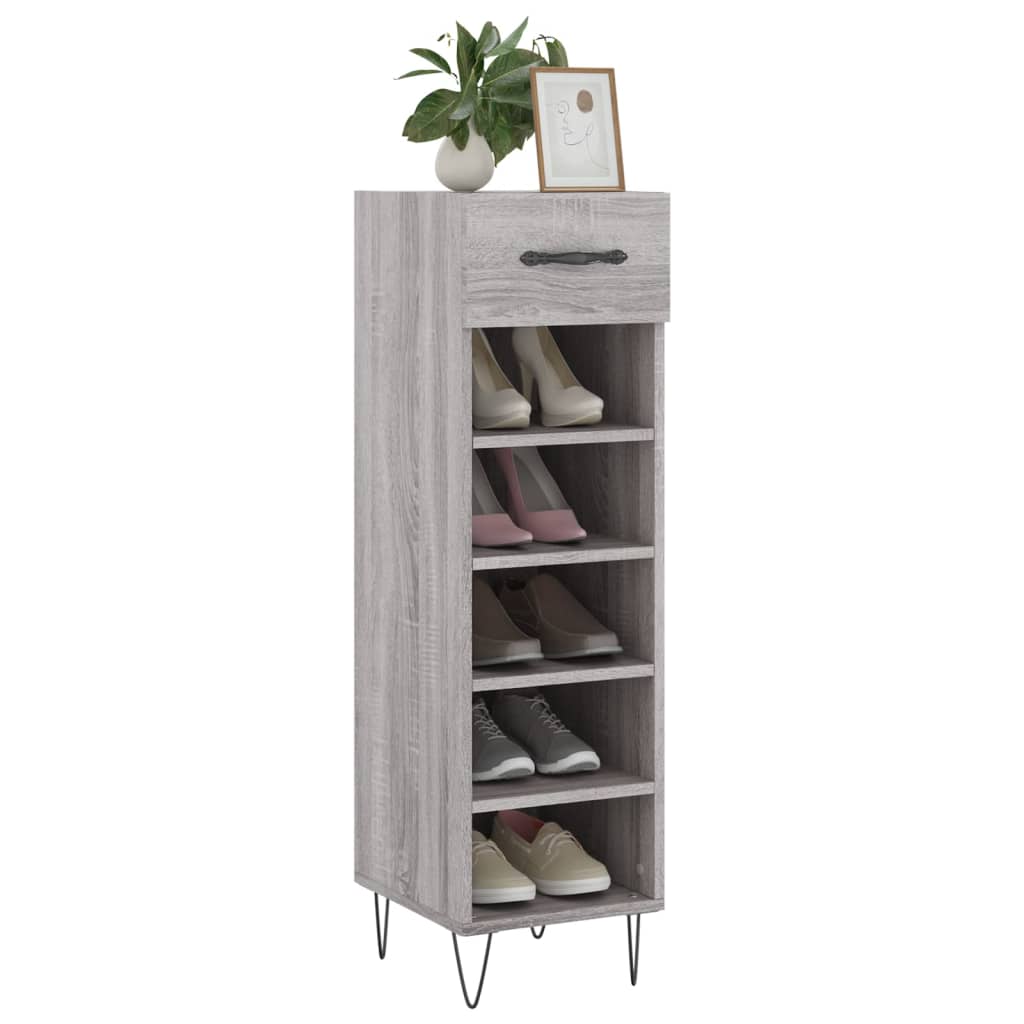 vidaXL Shoe Cabinet Grey Sonoma 30x35x105 cm Engineered Wood 3
