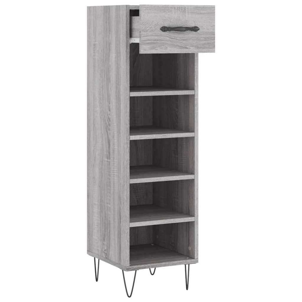 vidaXL Shoe Cabinet Grey Sonoma 30x35x105 cm Engineered Wood 5