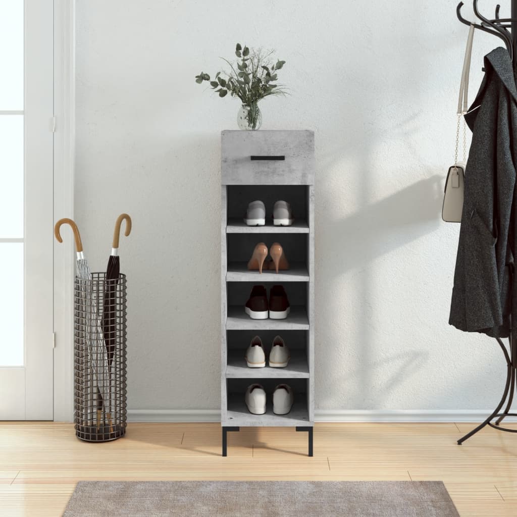vidaXL Shoe Cabinet Concrete Grey 30x35x105 cm Engineered Wood 1