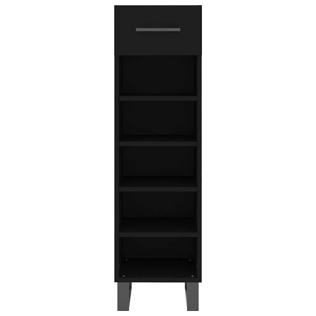 vidaXL Shoe Cabinet Black 30x35x105 cm Engineered Wood 4
