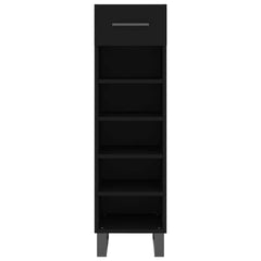 vidaXL Shoe Cabinet Black 30x35x105 cm Engineered Wood 4