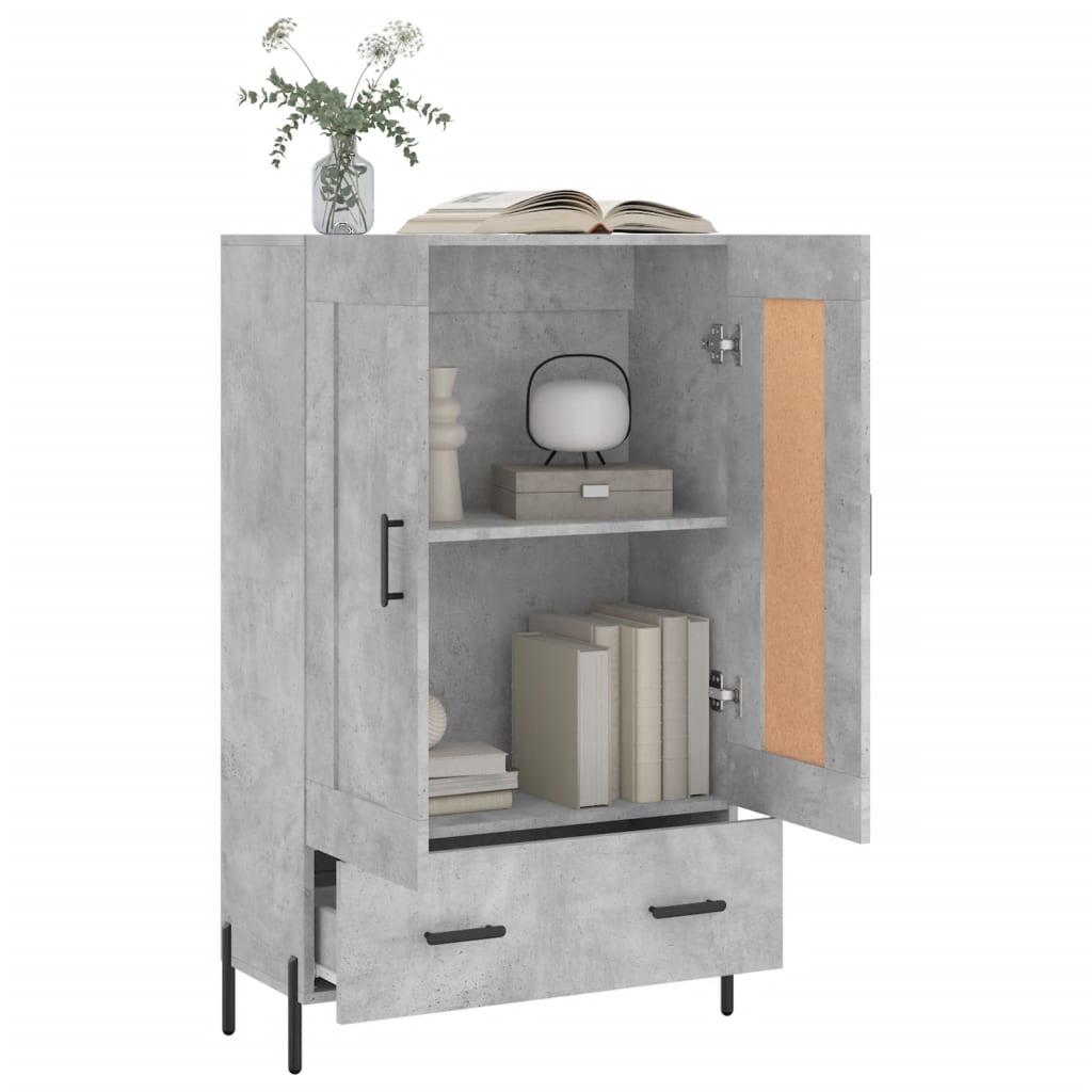 vidaXL Highboard Concrete Grey 69.5x31x115 cm Engineered Wood 4
