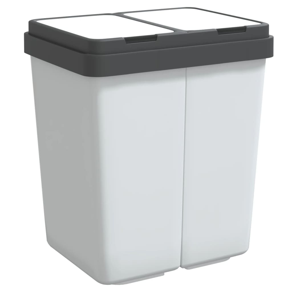 vidaXL Dual Bin White 2x25 L 2