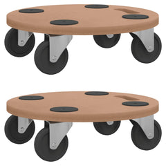 vidaXL Dolly Trolleys 2 pcs Round Engineered Wood 2