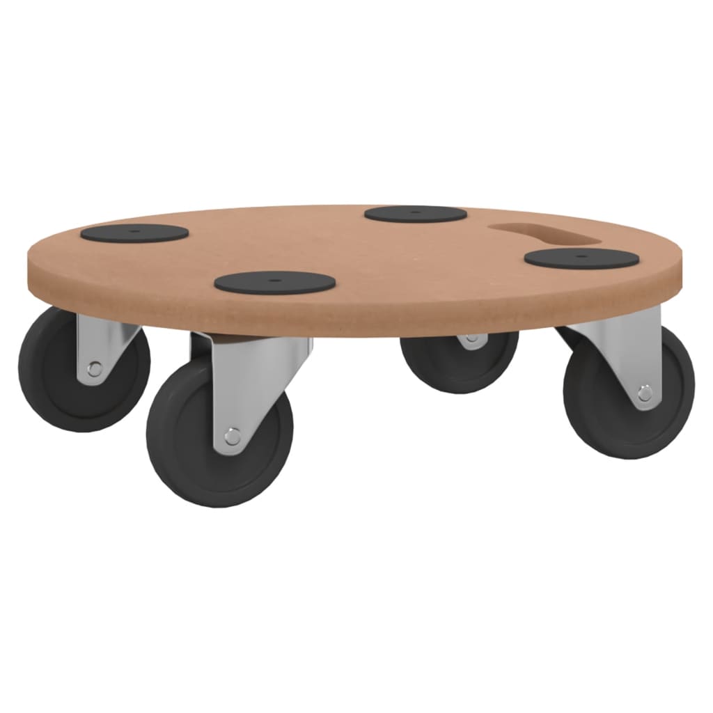 vidaXL Dolly Trolleys 2 pcs Round Engineered Wood 3