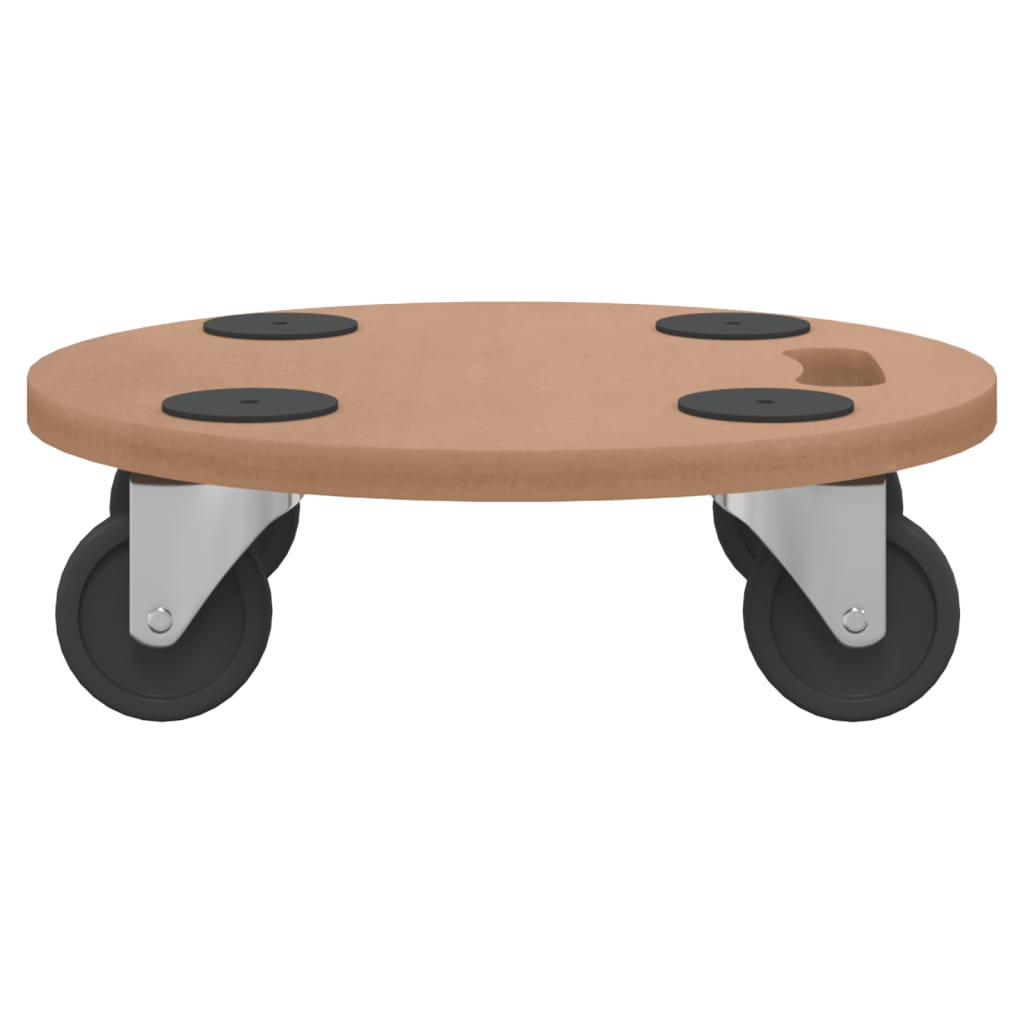 vidaXL Dolly Trolleys 2 pcs Round Engineered Wood 5