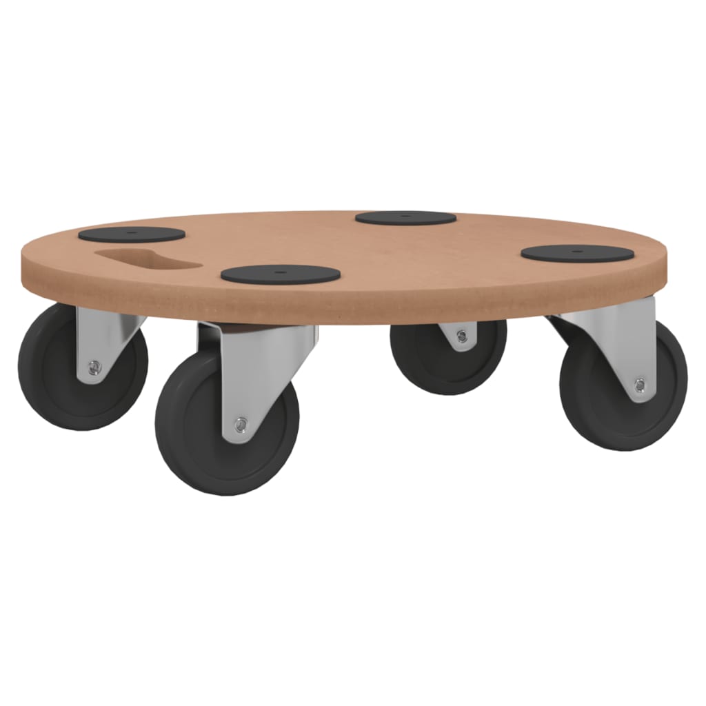vidaXL Dolly Trolleys 2 pcs Round Engineered Wood 6