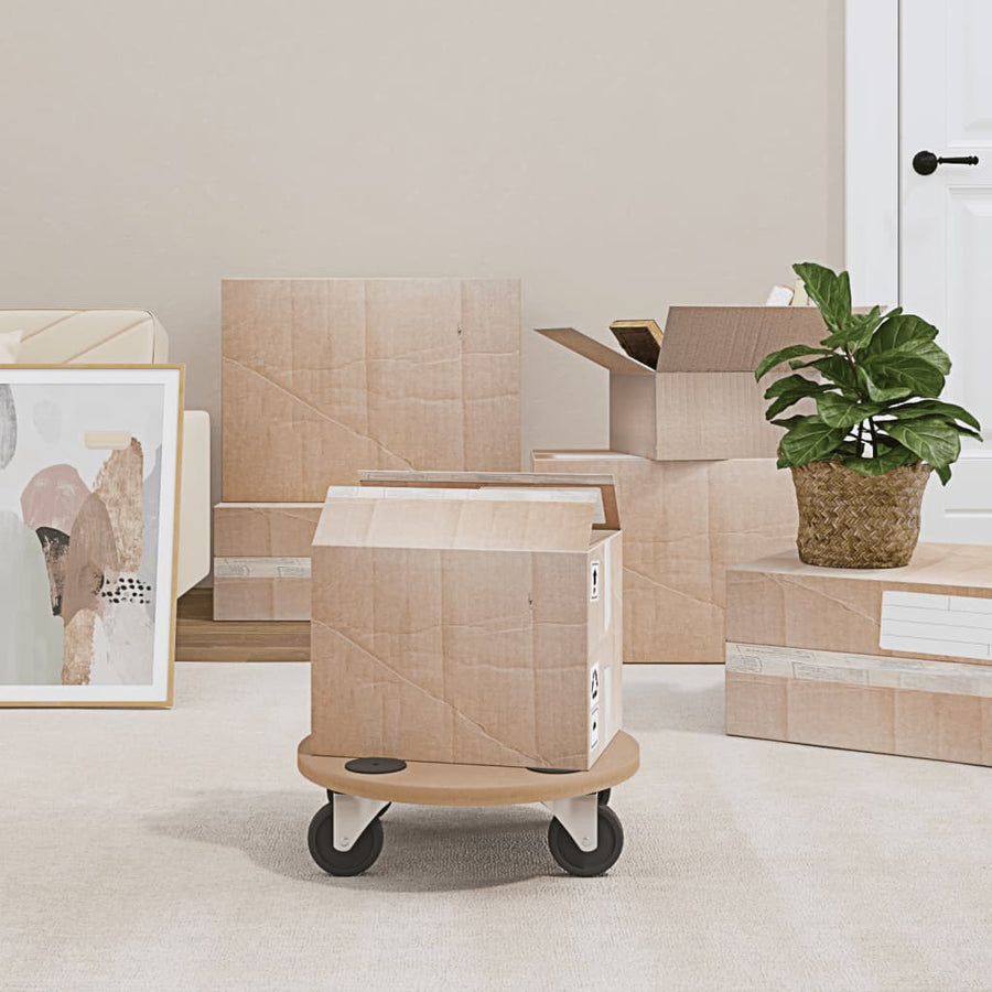 vidaXL Dolly Trolleys 2 pcs Round Engineered Wood 1
