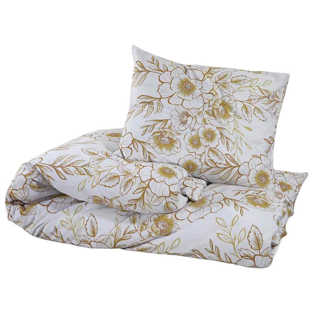 vidaXL Duvet Cover Set White and Brown 260x240 cm Cotton 3