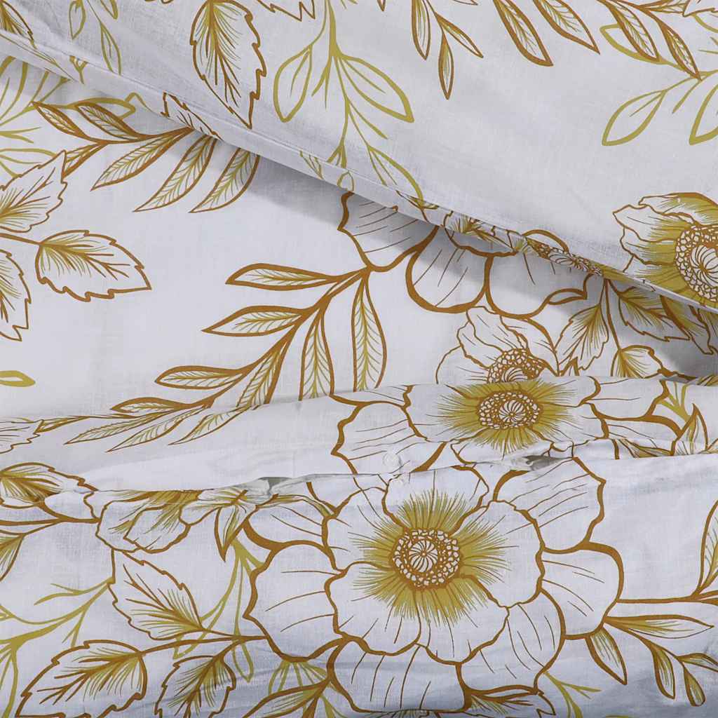 vidaXL Duvet Cover Set White and Brown 260x240 cm Cotton 4