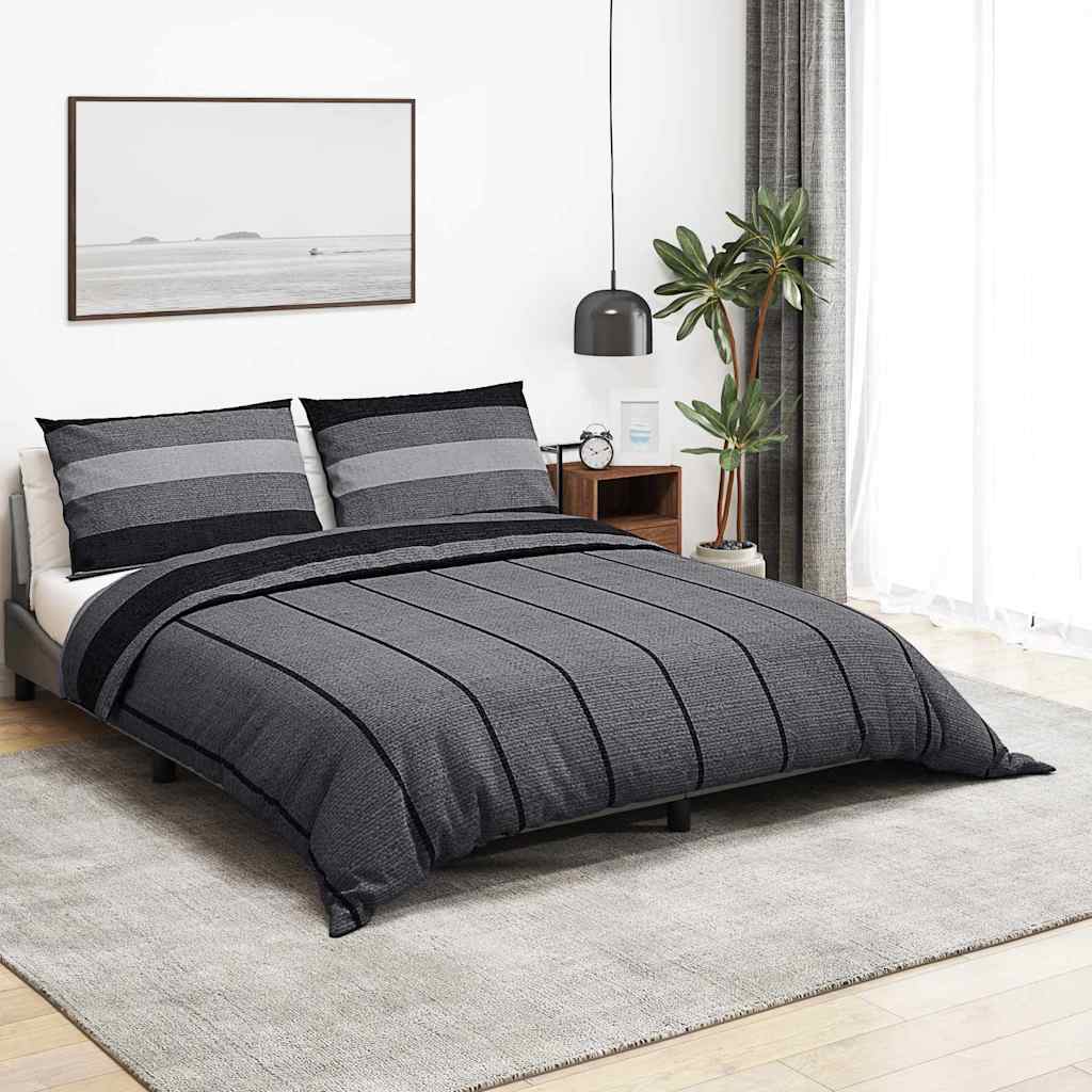 vidaXL Duvet Cover Set Dark Grey 240x220 cm Cotton 1