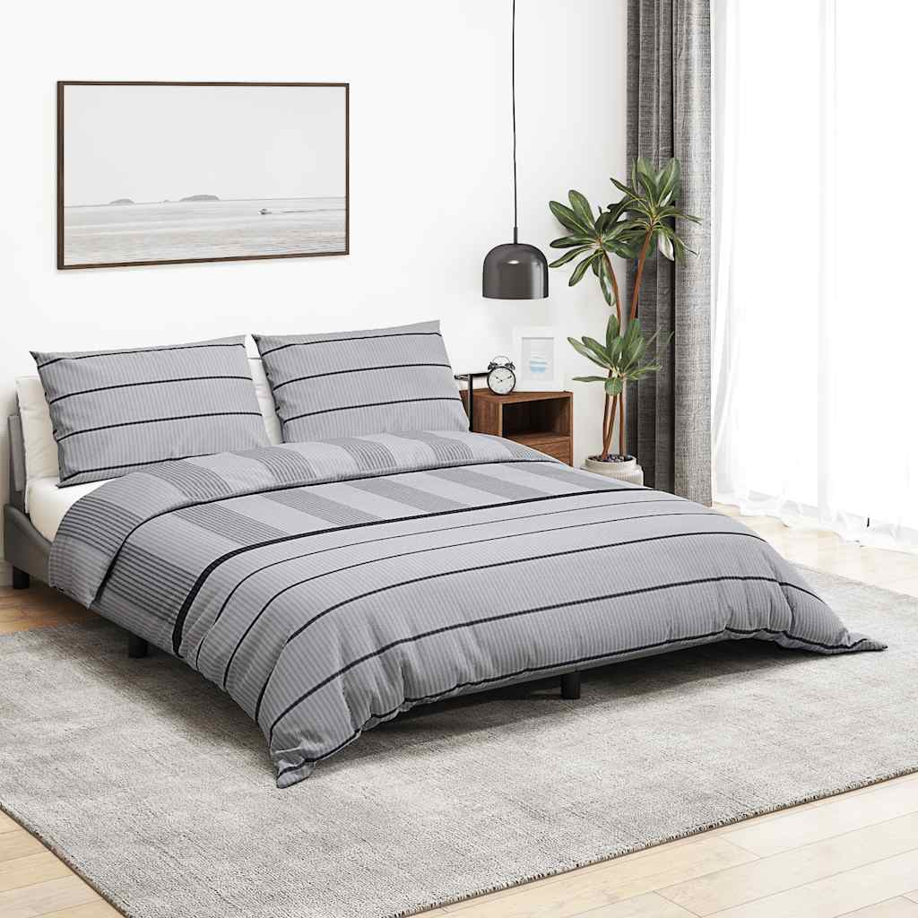 vidaXL Duvet Cover Set Light Grey 260x240 cm Cotton 1