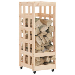 vidaXL Log Holder with Wheels 40x49x110 cm Solid Wood Pine 3