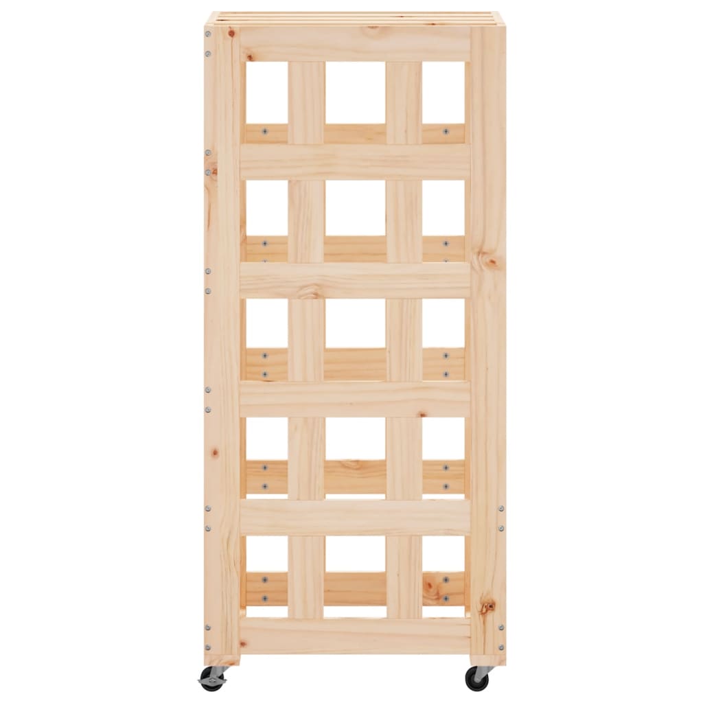 vidaXL Log Holder with Wheels 40x49x110 cm Solid Wood Pine 6