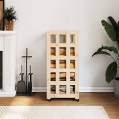 vidaXL Log Holder with Wheels 40x49x110 cm Solid Wood Pine 1