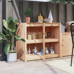 Outdoor Kitchen Cabinet "MEPPEL" Solid Wood Pine Width 106 cm Natural pine 92 cm 4 shelves