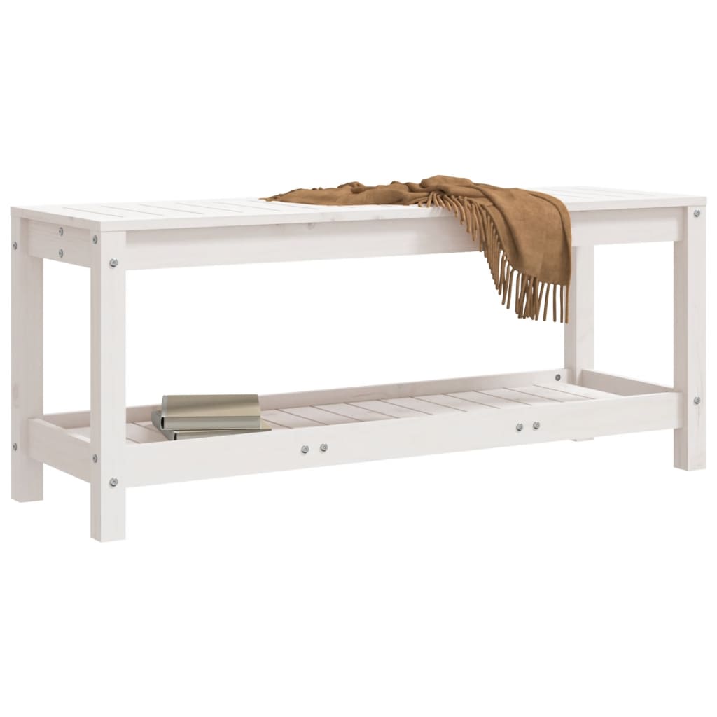 vidaXL Garden Bench White 108x35x45 cm Solid Wood Pine 3